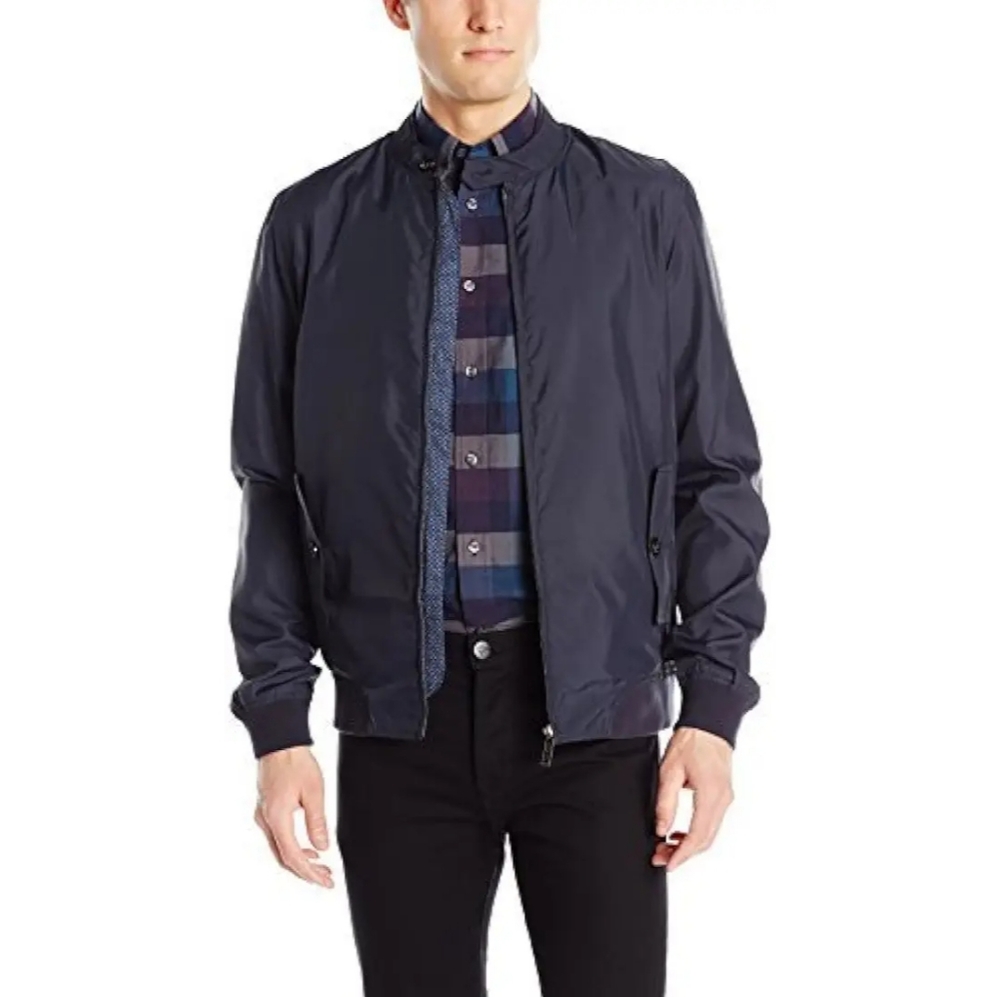 TED BAKER LONDON Electiv Mens Bomber Windbreaker Nylon Navy Blue Jacket Sport